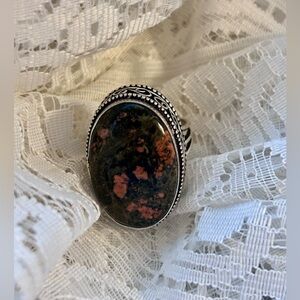 Silver Oval Stone Ring